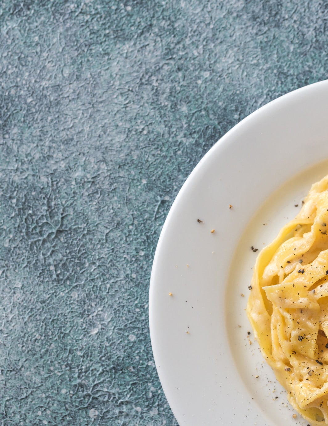 Creamy pasta on a plate.