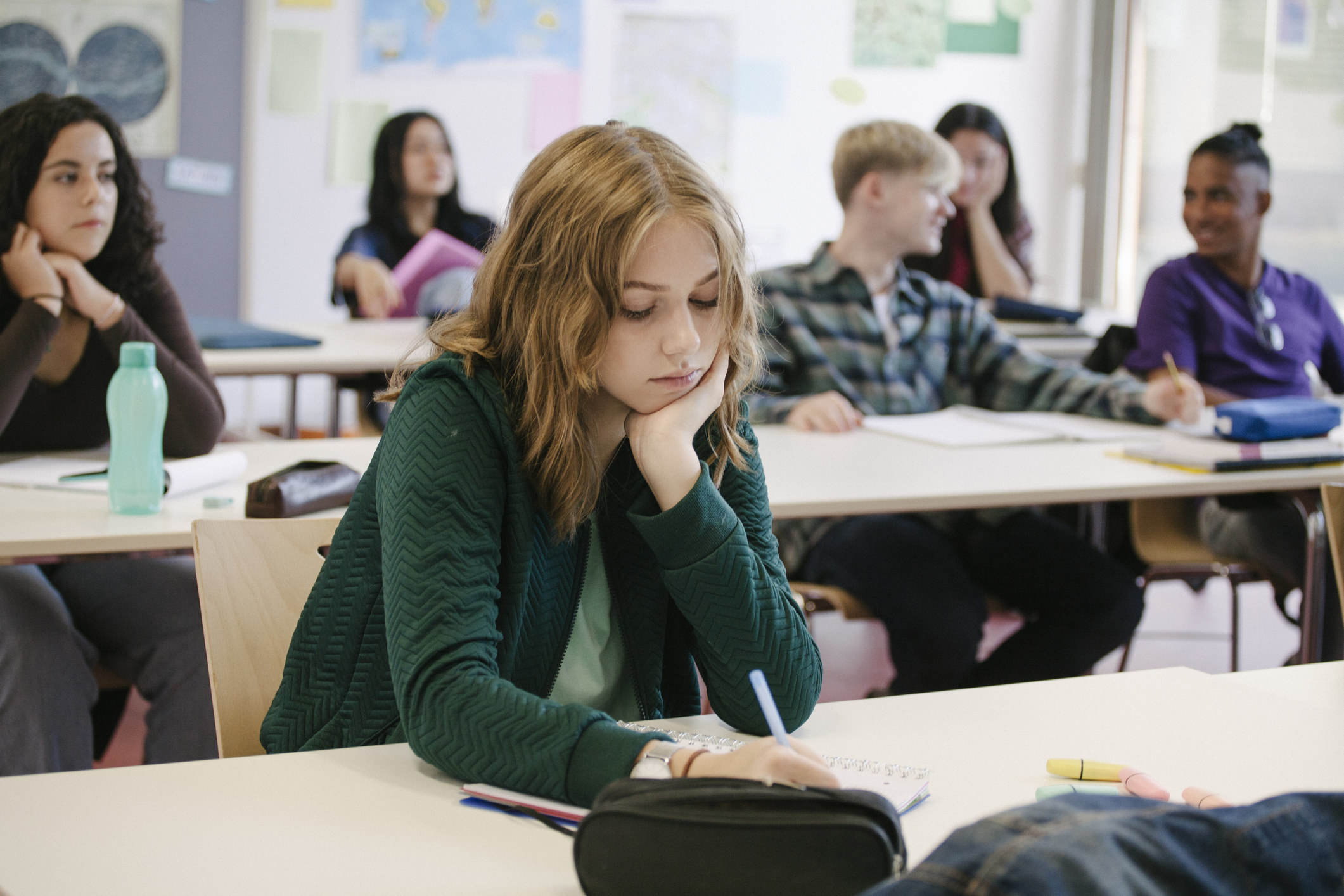 Girl sitting in a classroom