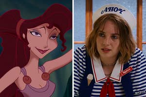 On the left, Meg from Hercules, and on the right, Robin from Stranger Things
