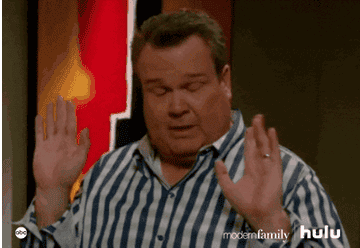 cam on modern family making an overwhelmed look on &quot;modern family&quot;
