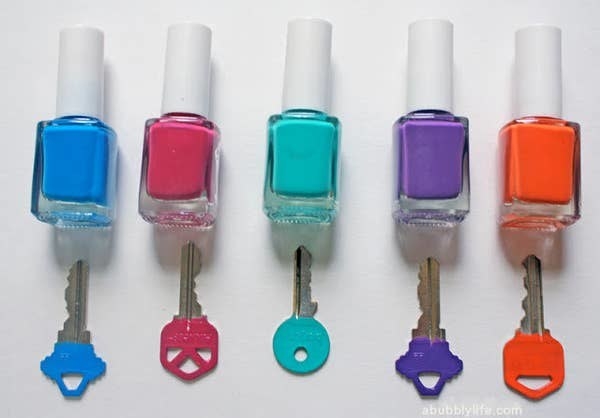 keys painted with nail polish