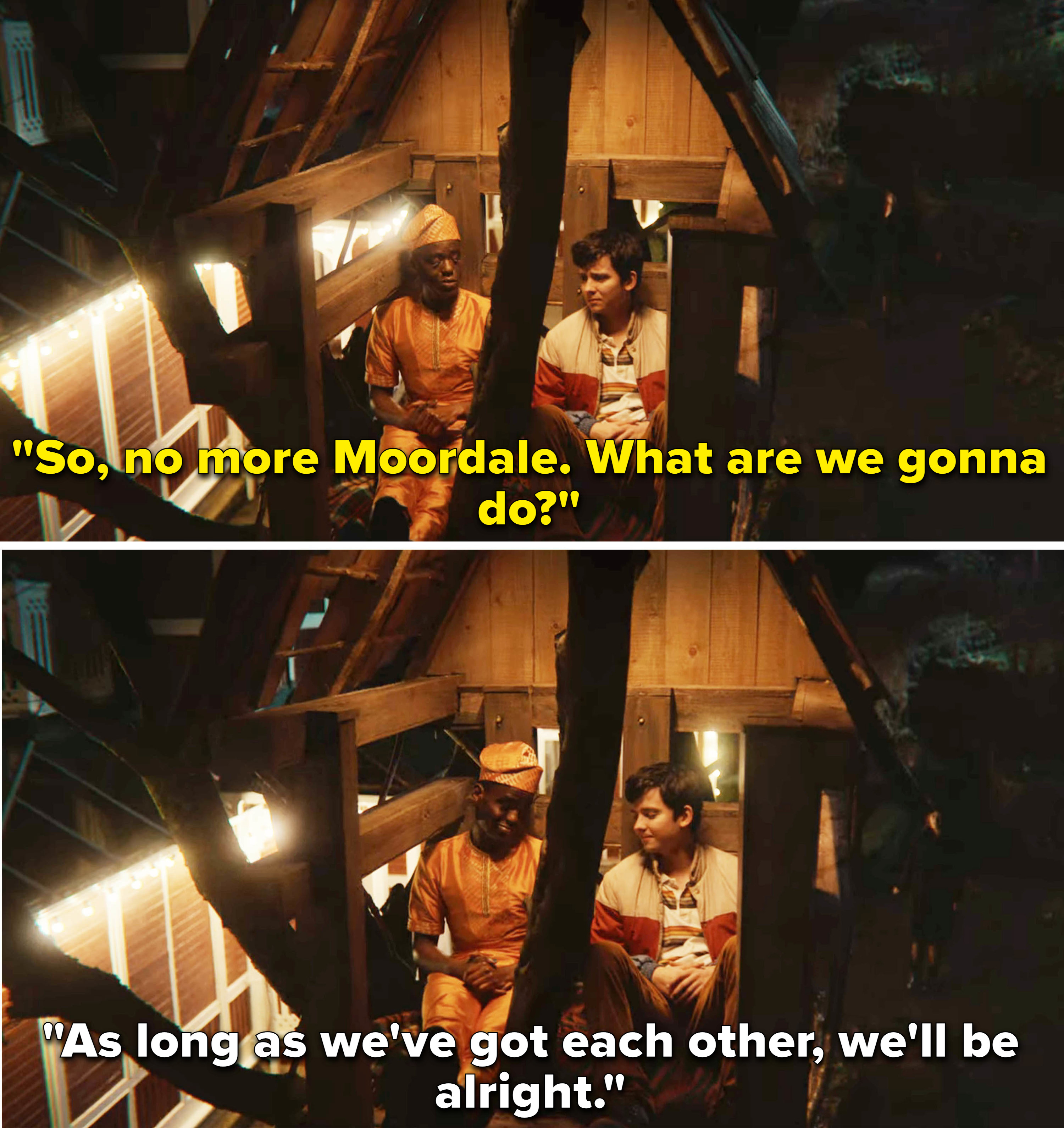 Eric and Otis reflect, with one saying, &#x27;So no more Moordale. What are we gonna do?&#x27; The other responds, &#x27;As long as we&#x27;ve got each other, we&#x27;ll be alright&#x27;