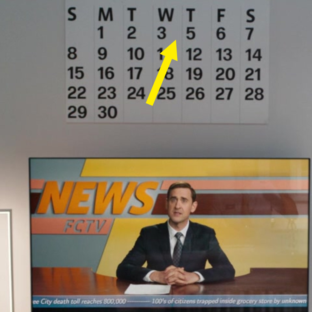 The calendar above the TV