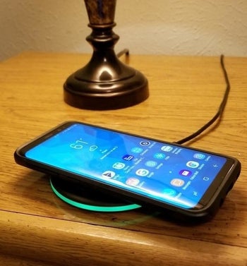 Phone placed on wireless charger