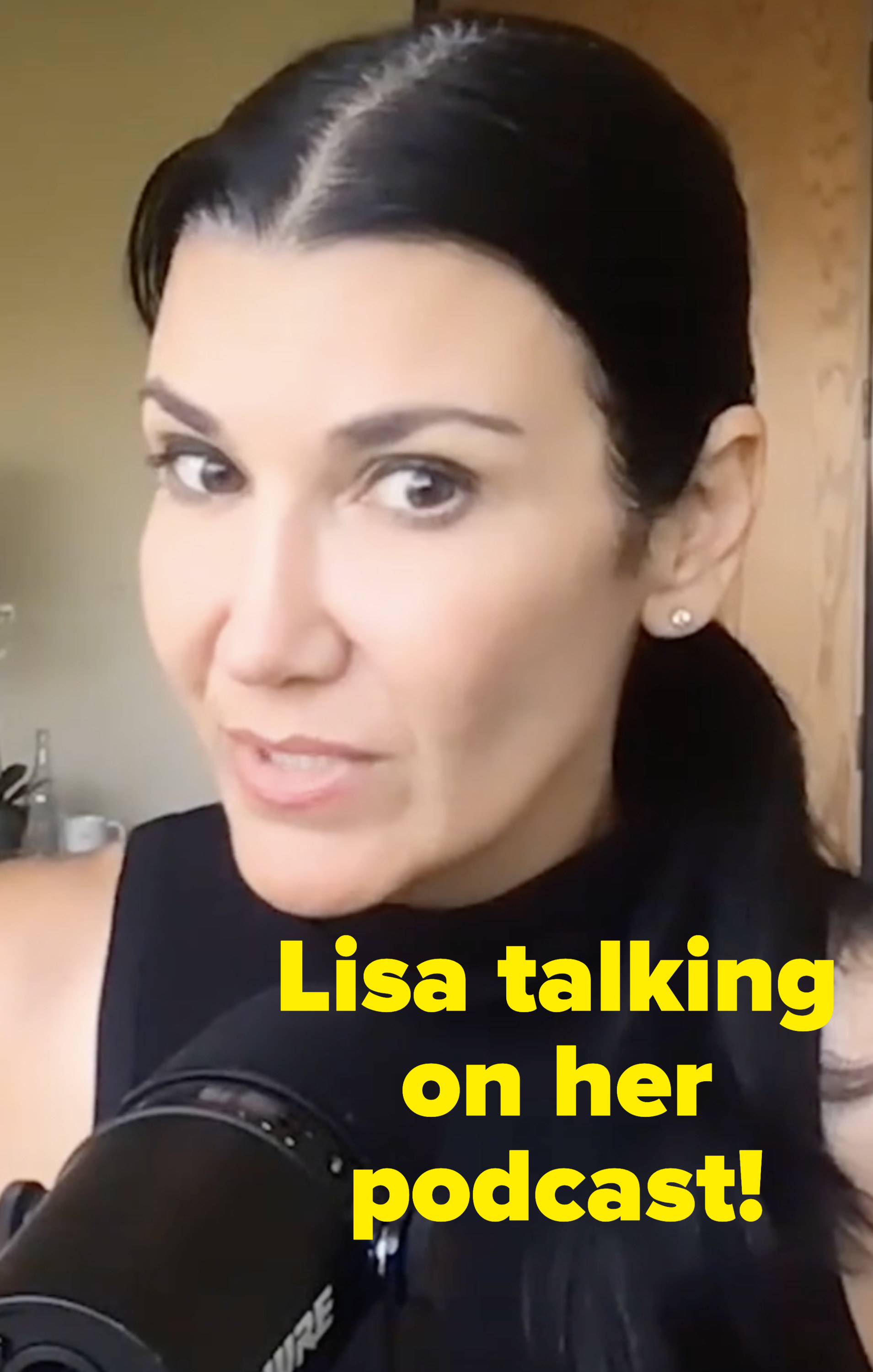 Lisa talking on her podcast