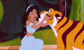 Jasmine petting Rajah in Disney&#x27;s &quot;Aladdin&quot;