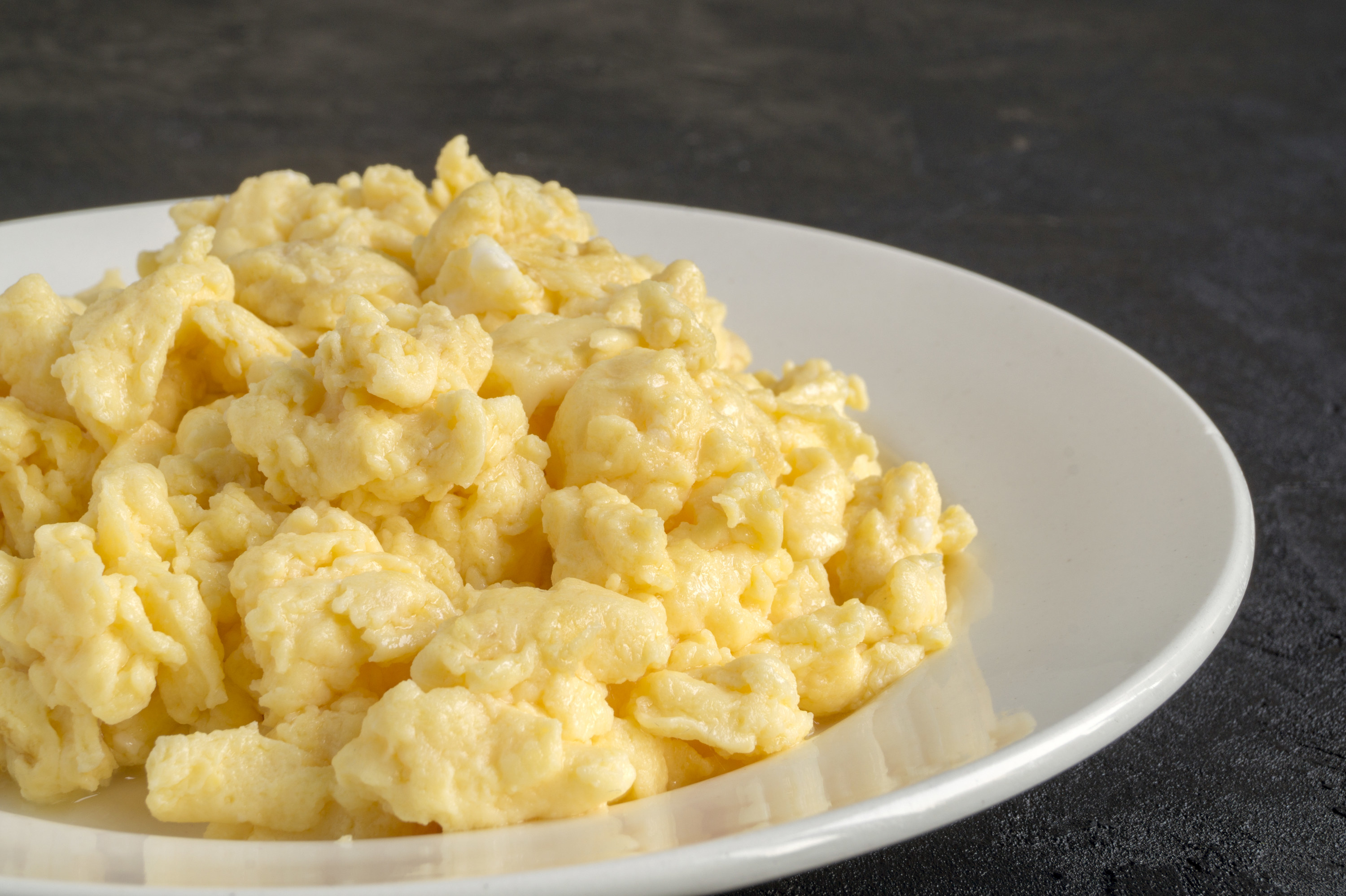 A plate of scrambled eggs