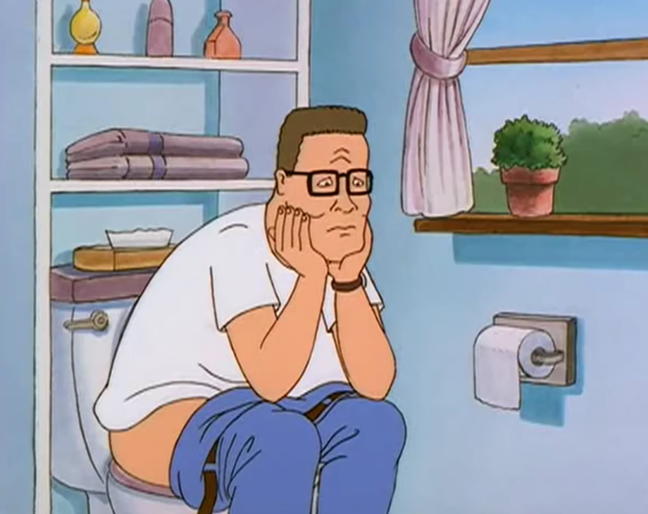 cartoon character on the toilet