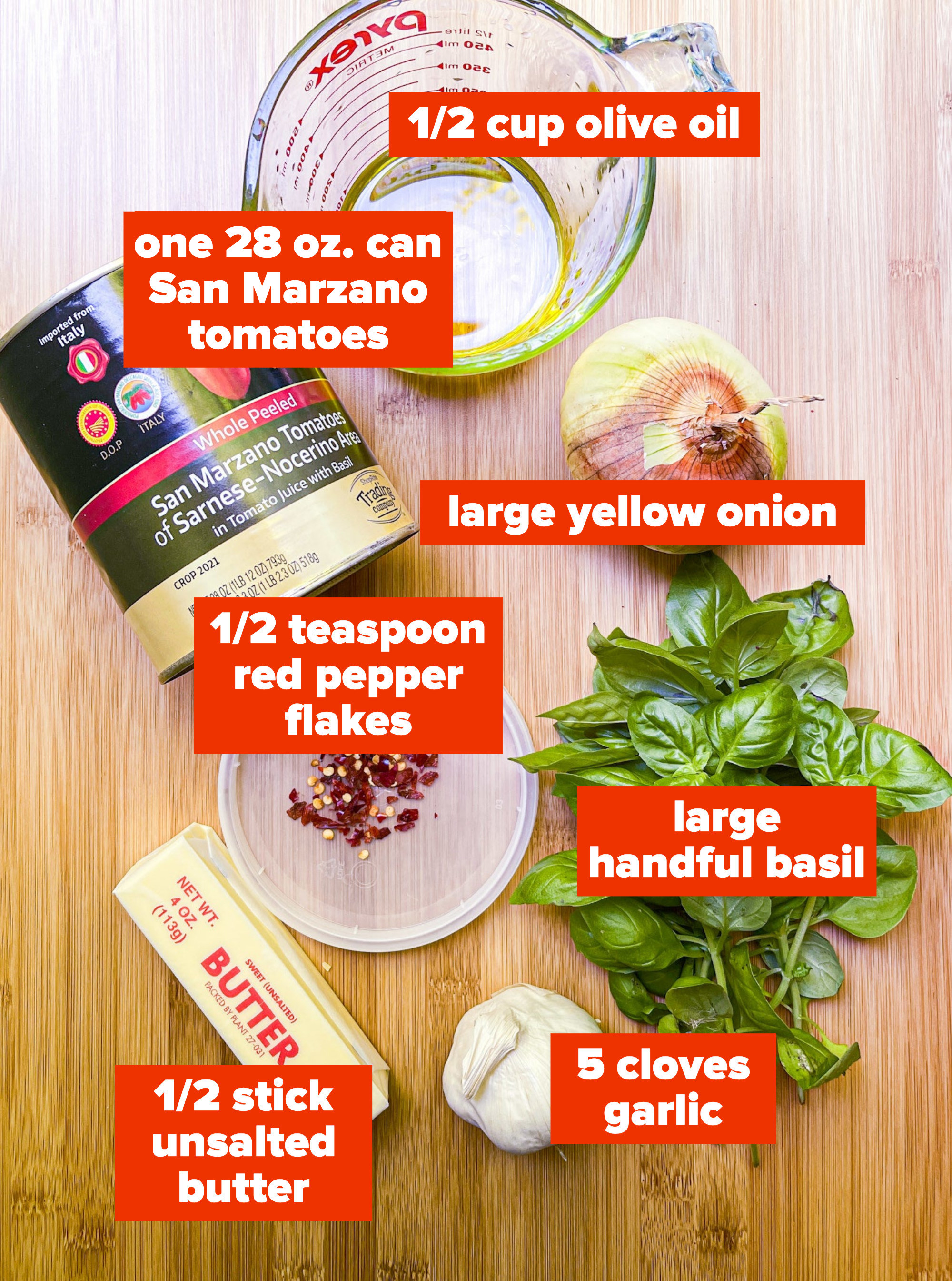 table of ingredients