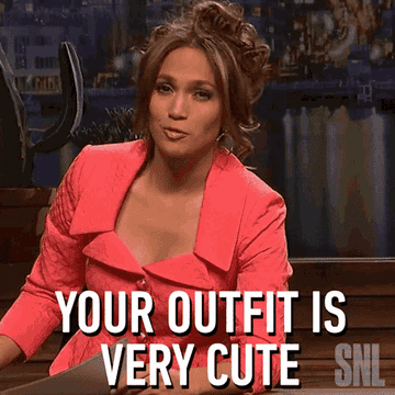 A woman saying, &quot;Your outfit is very cute&quot;