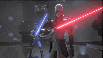 The Grand Inquisitor igniting his lightsaber