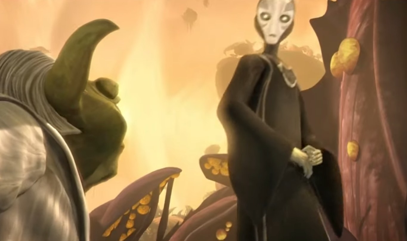 A Force Priestess talks to Yoda