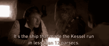 Han Solo and Chewie talk to Obi-Wan and Luke