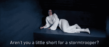Leia asks Luke if it isn&#x27;t a little short to be a Stormtrooper as he rescues her
