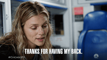 a gif of somebody saying &quot;thanks for having my back&quot;