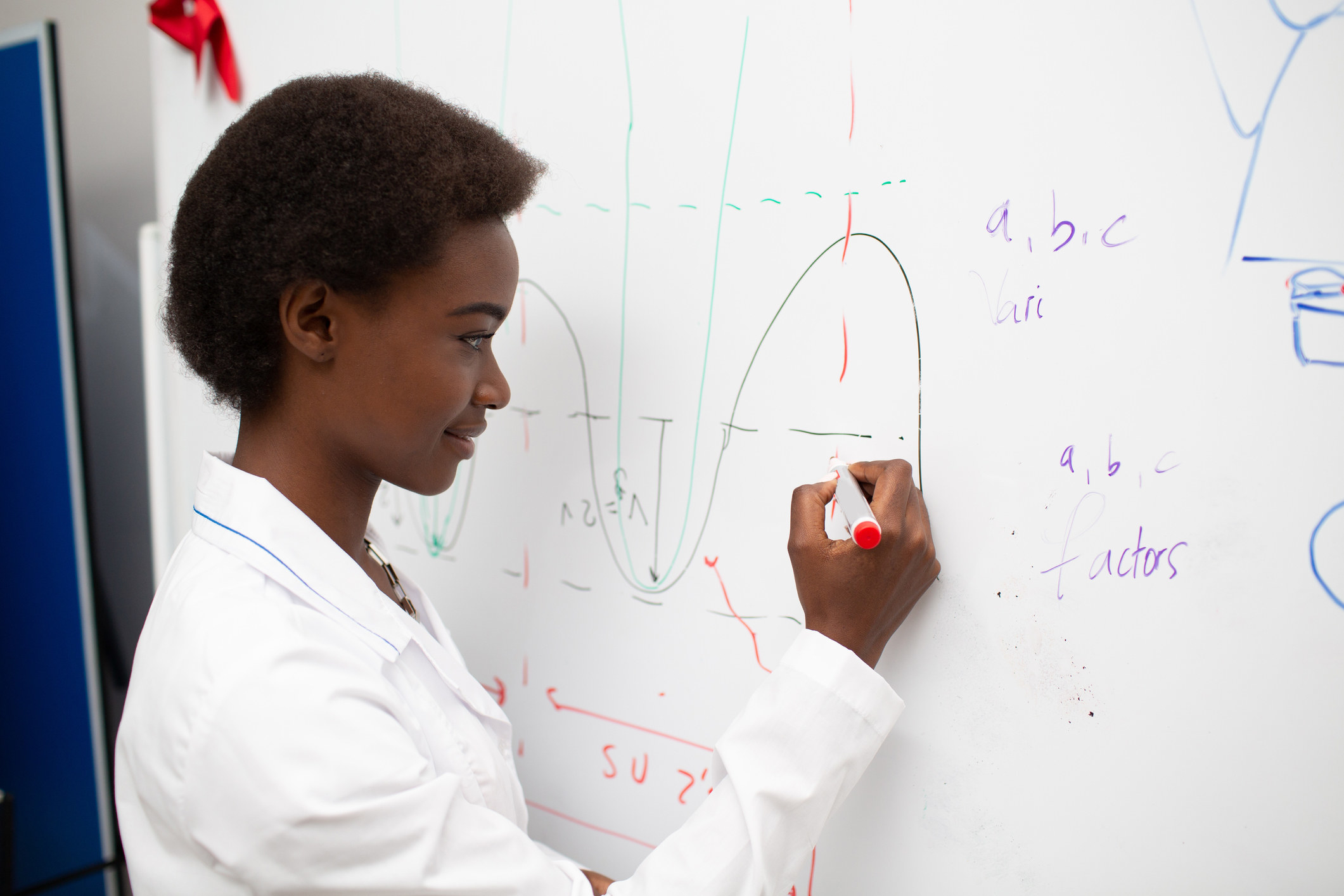 Less subject. Afro-American teacher. Селфи преподавателей США. Women write on the Walls. A Math teacher using an Abacus White background.