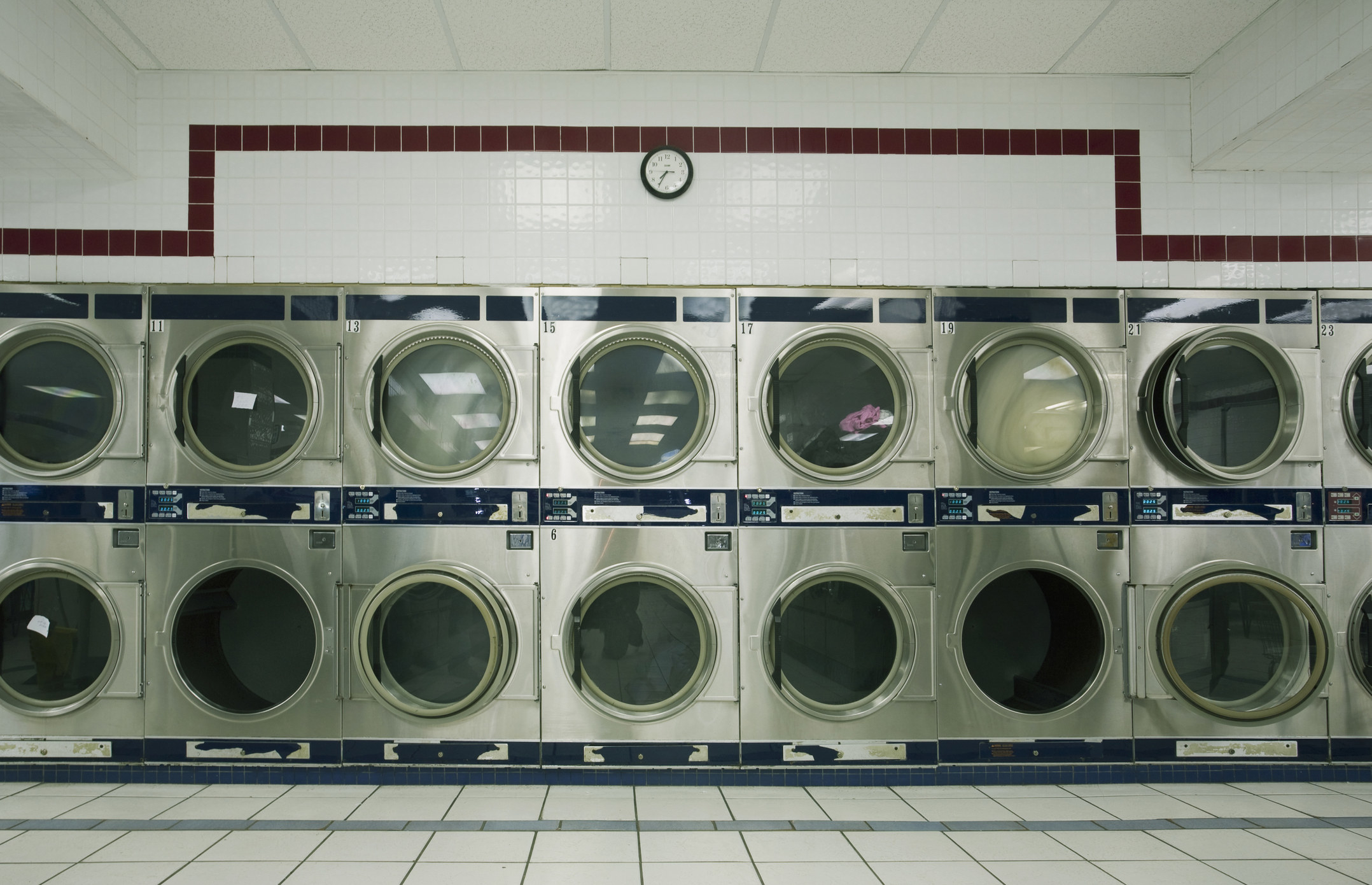 A row of washing machines