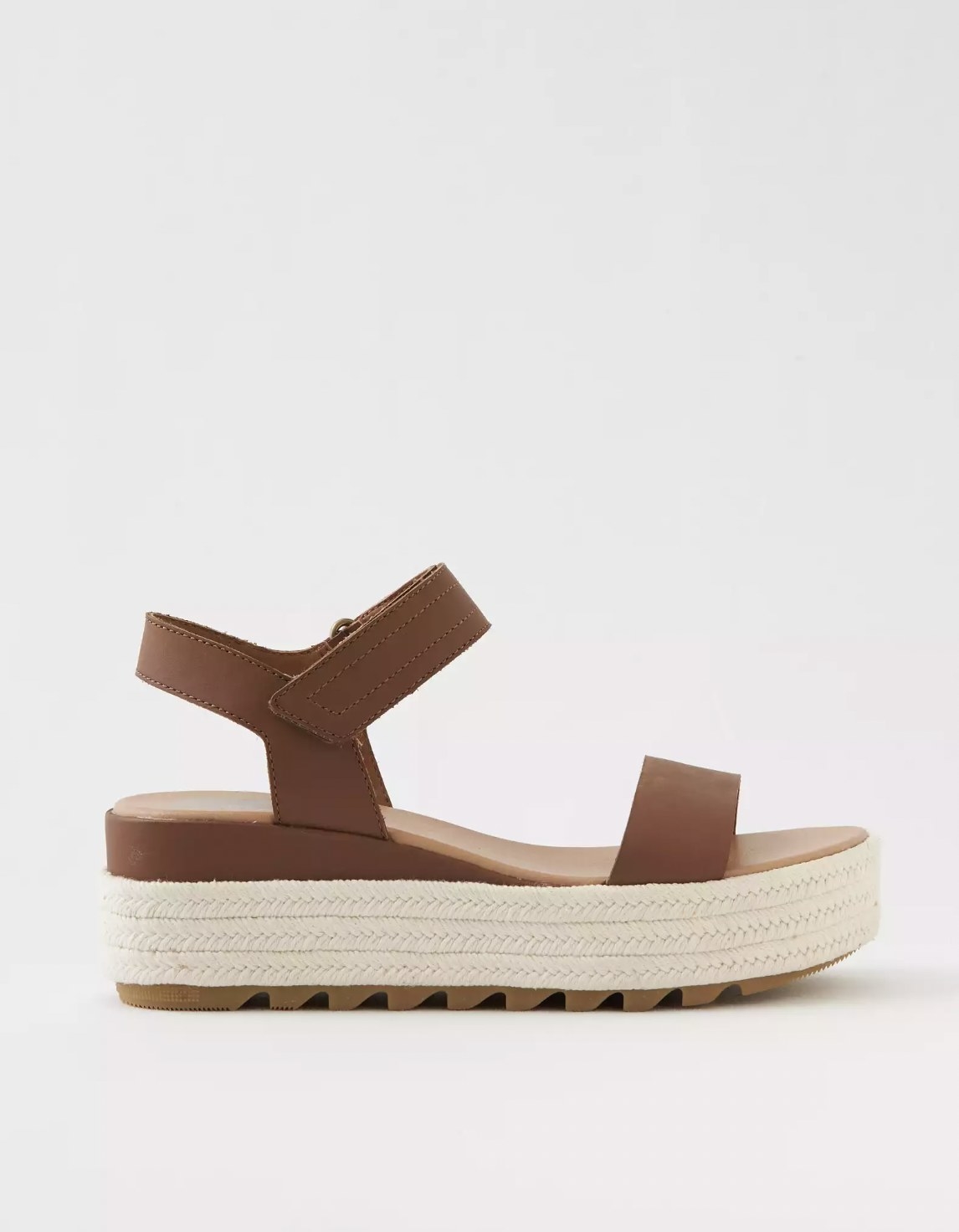 The tan two strap platform sandals