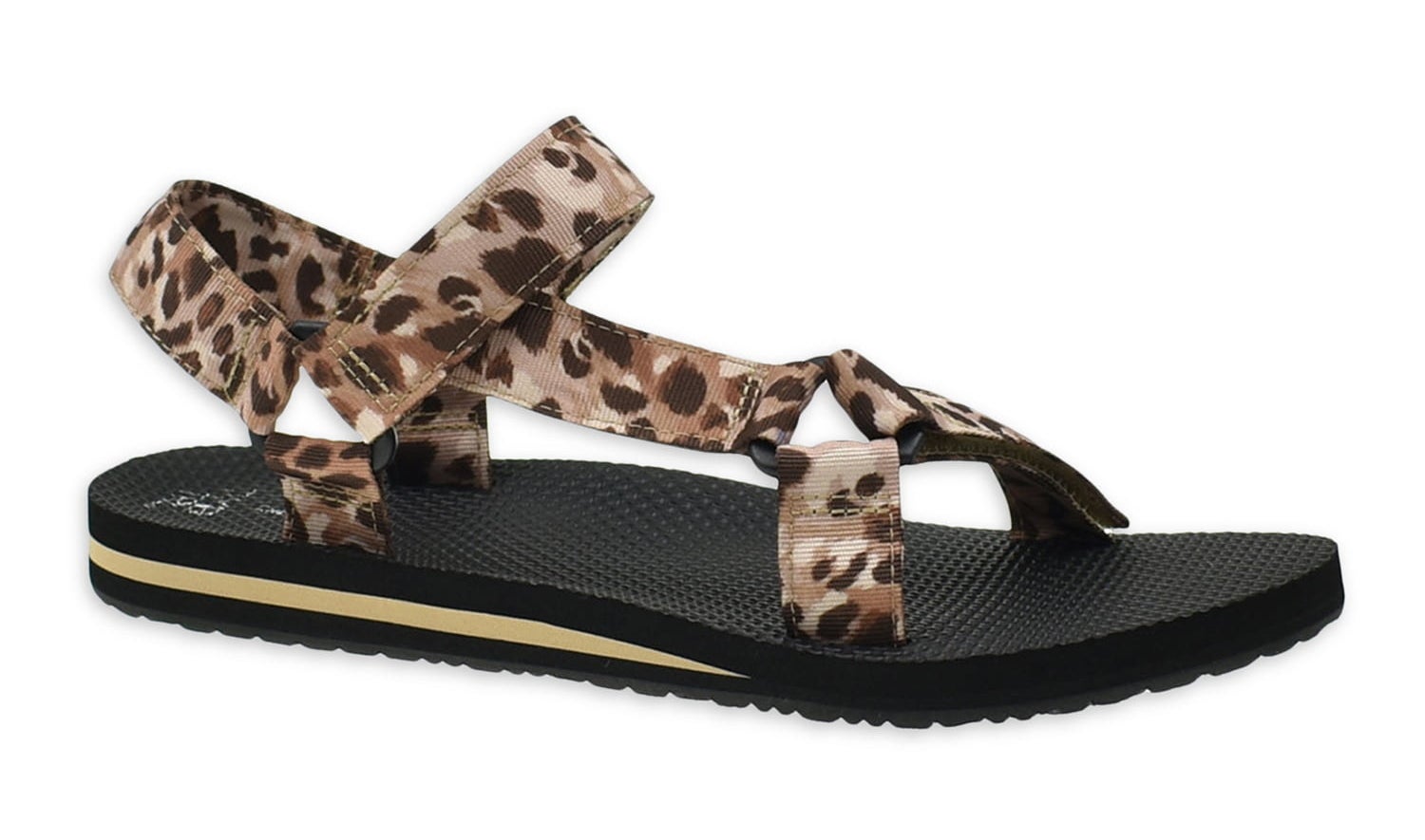 the sandal in black and leopard print