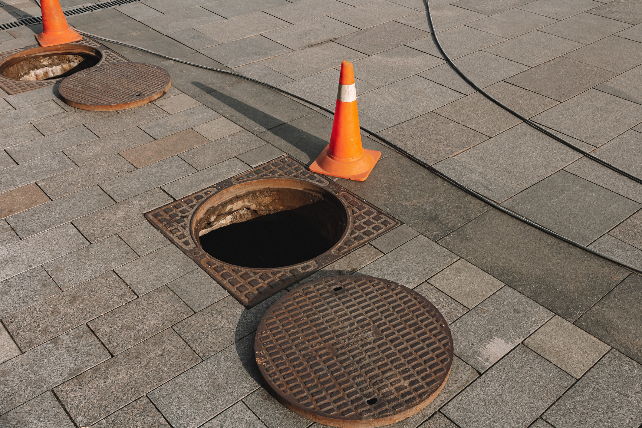 An opened manhole