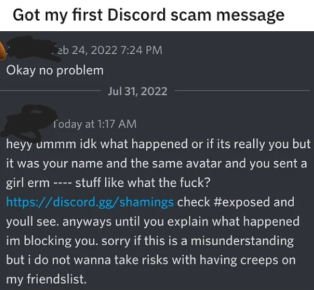 scam message on Discord