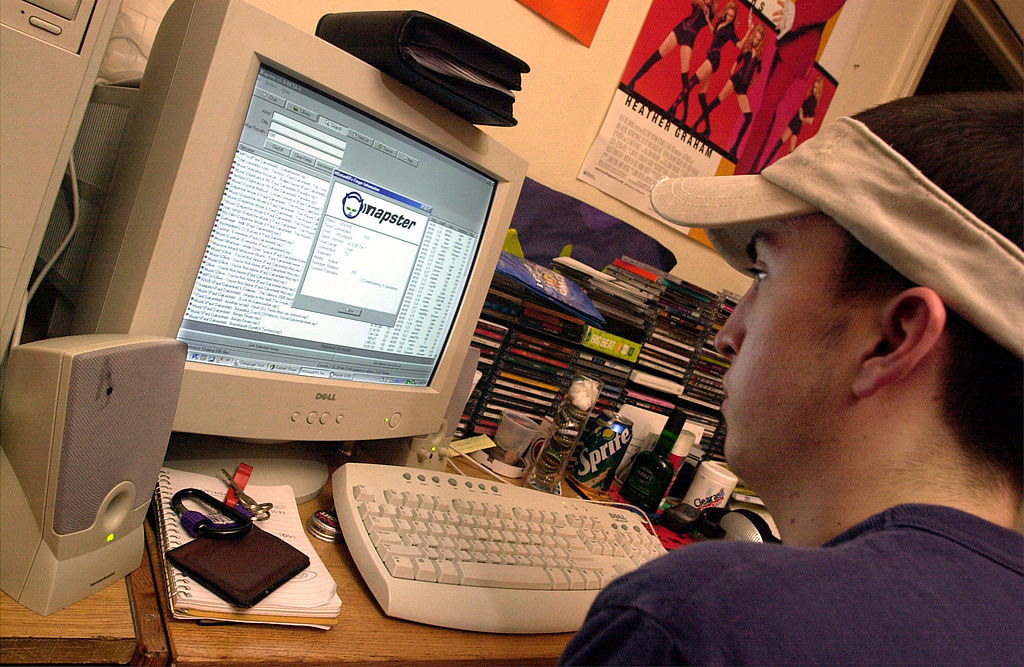 A young man using Napster