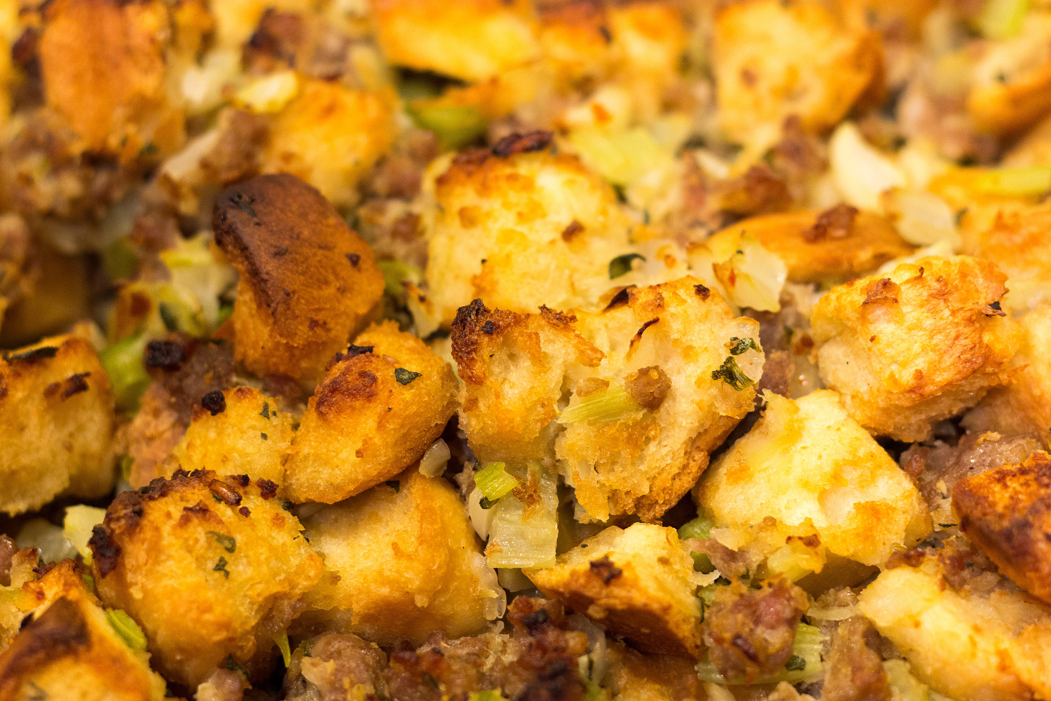 A close-up of stuffing.