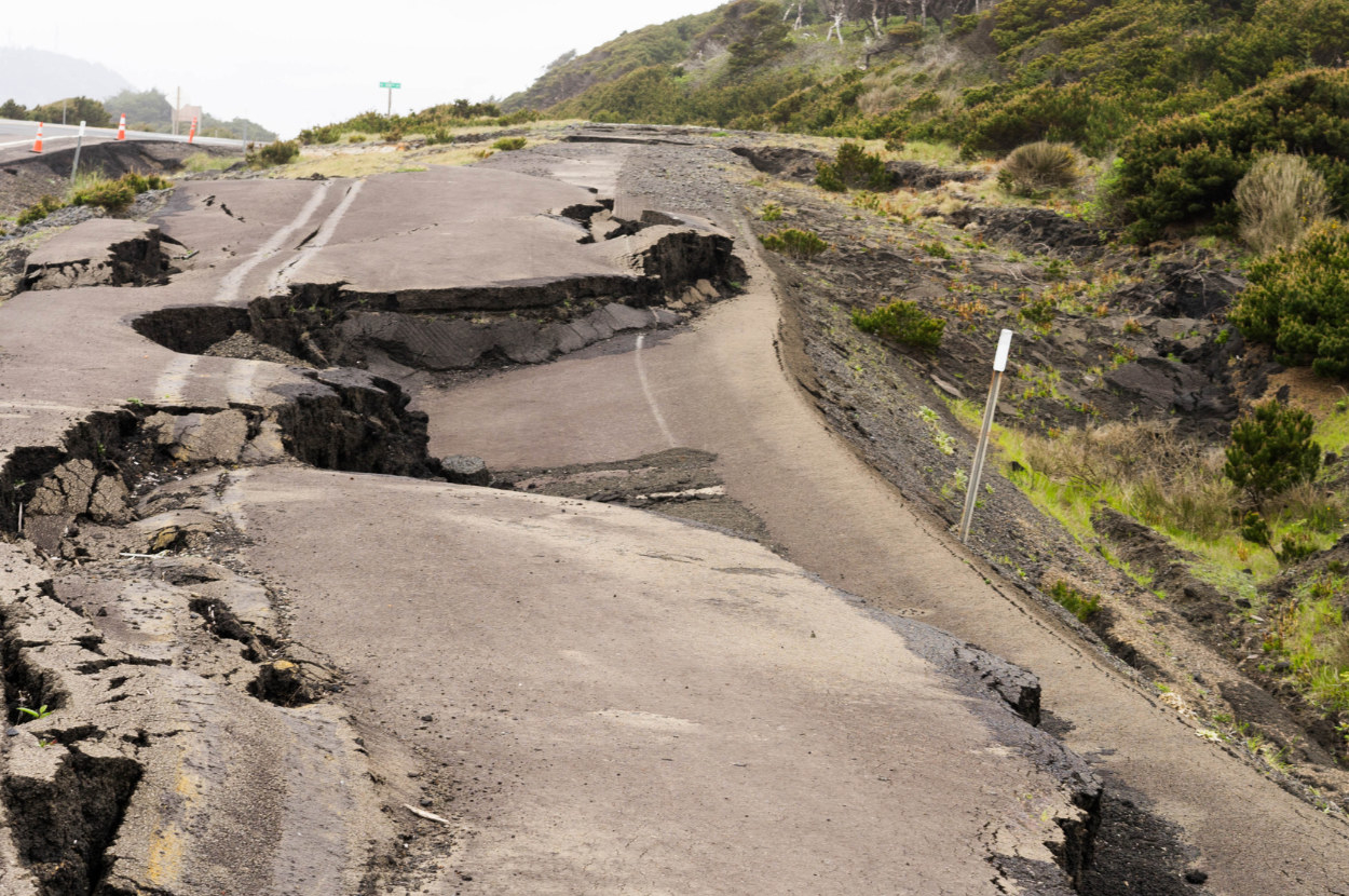 View Of Damaged Road from an earthquake