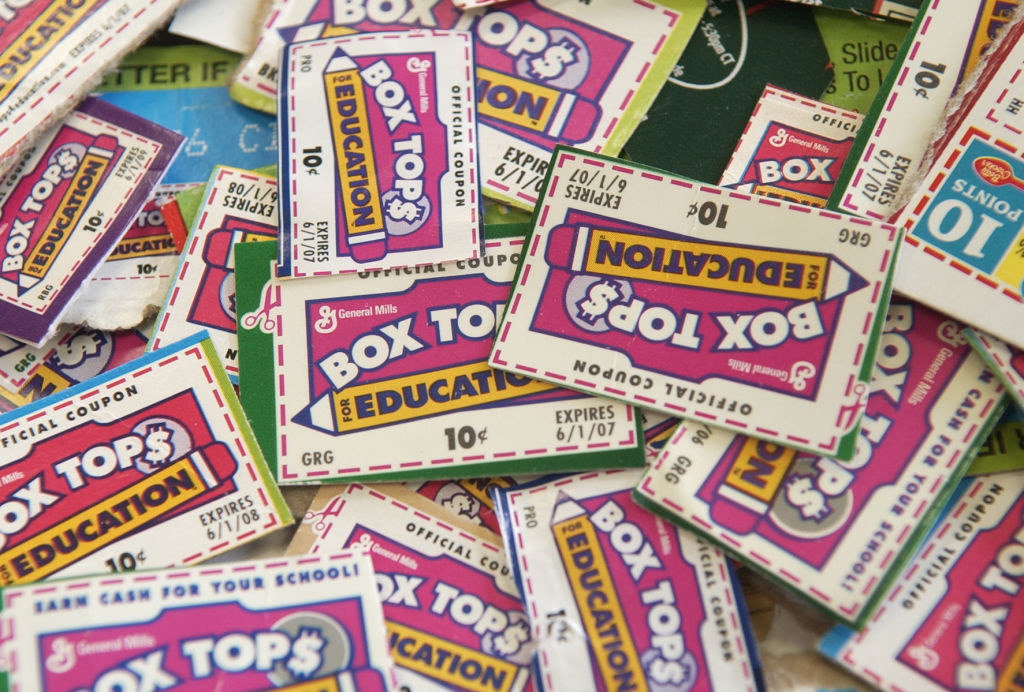 a pile of box top education coupons