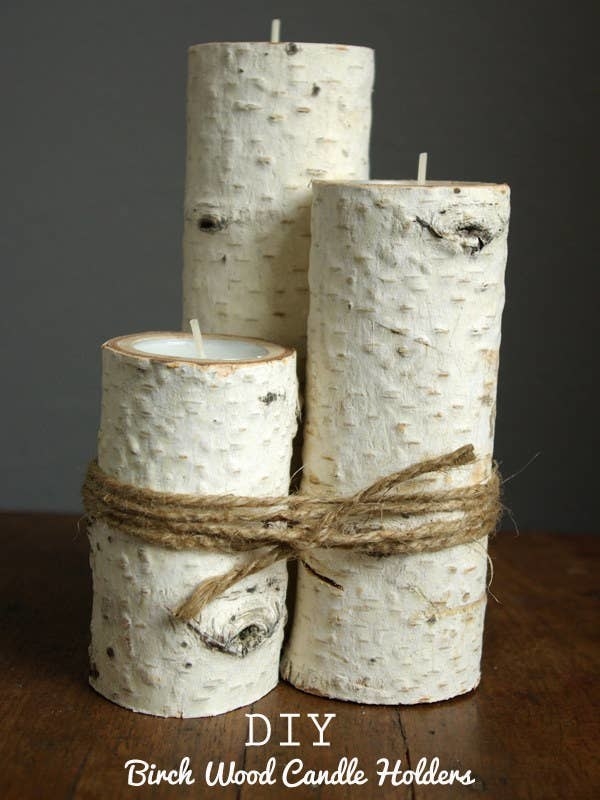 birch candle holders