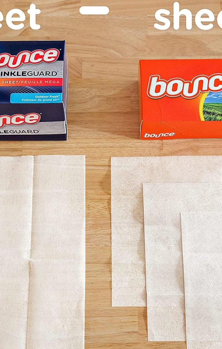 a bounce sheet next to a box of bounce sheets