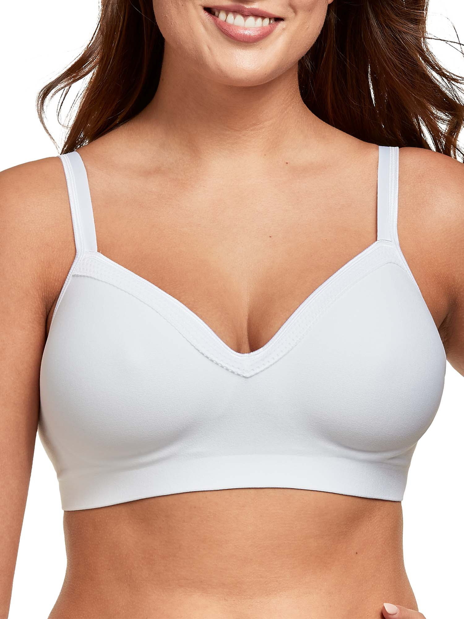 Model wearing white bra