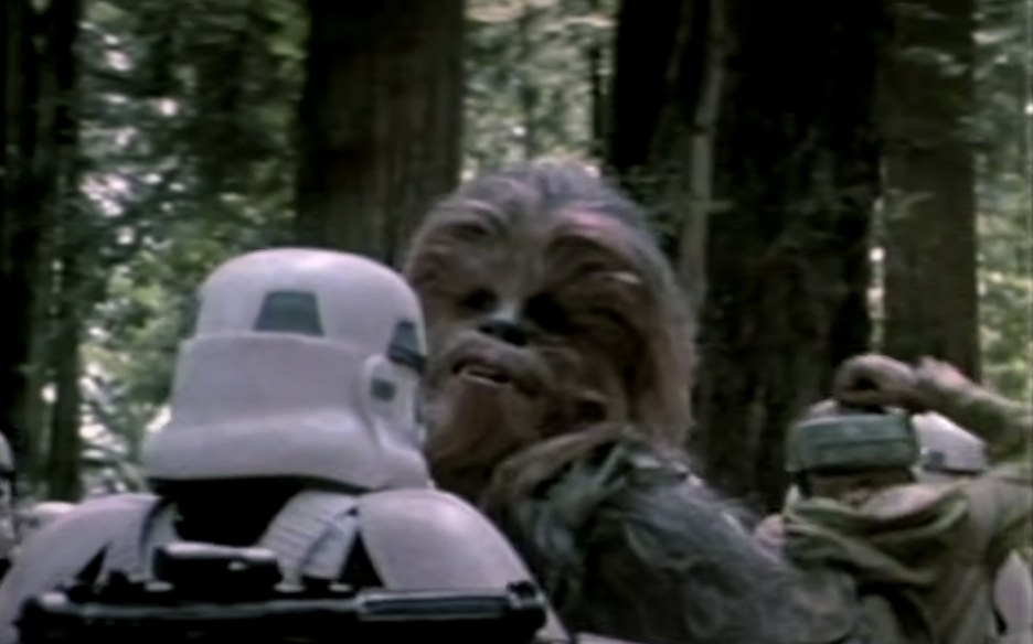 Chewbacca in scene from Return of the Jedi