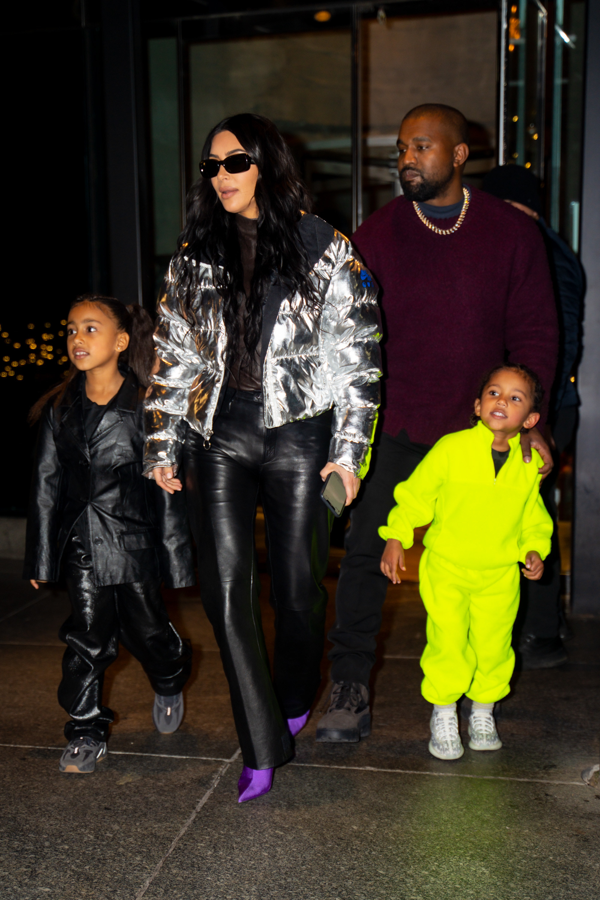 Kim Kardashian, kanye west with two of their children