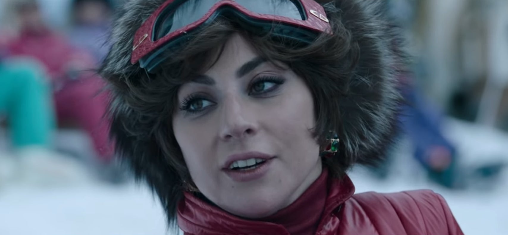 Patrizia wearing a skiing outfit in &quot;House of Gucci&quot;