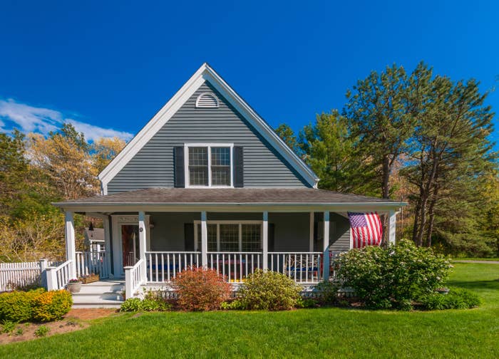 The front of a neighborhood house