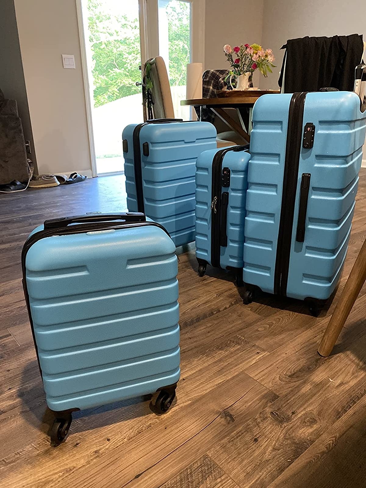 The suitcase set in the color Sky Blue