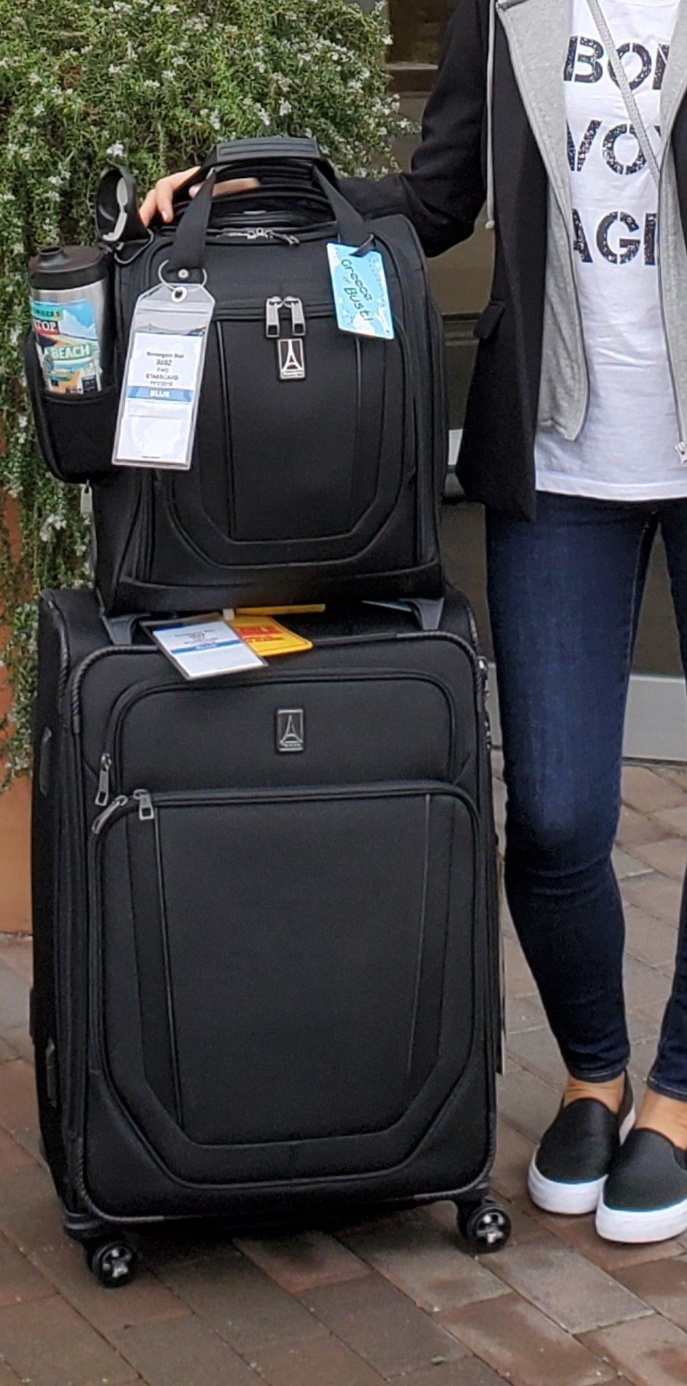 Reviewer&#x27;s photo of the spinner suitcase in the color Jet Black