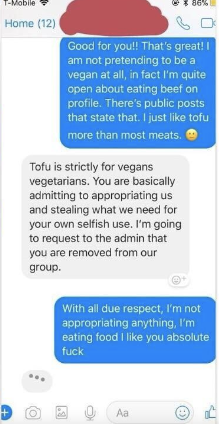 &quot;Tofu is strictly for vegans vegetarians&quot;
