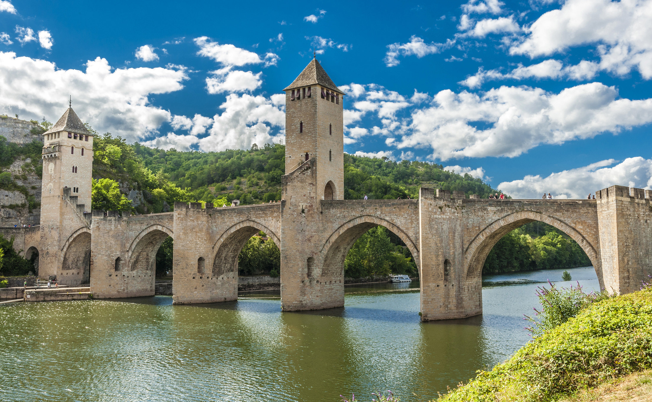 The Valentre Bridge in Cahors, France.