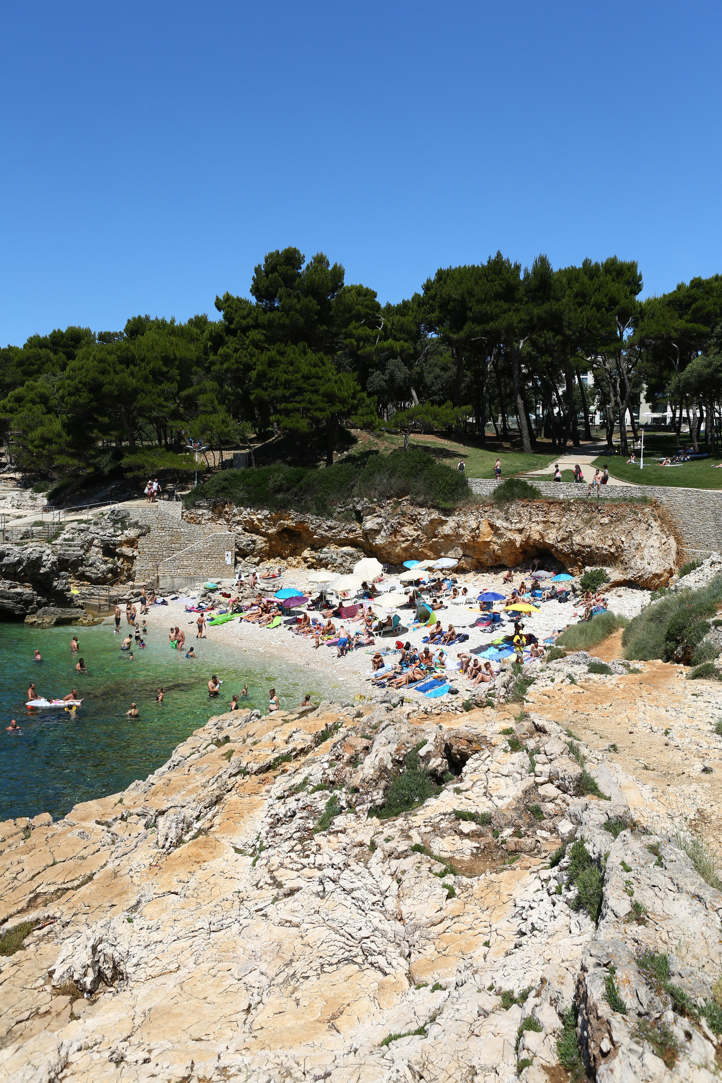 Sunbathers on the beach in Istria, Croatia.