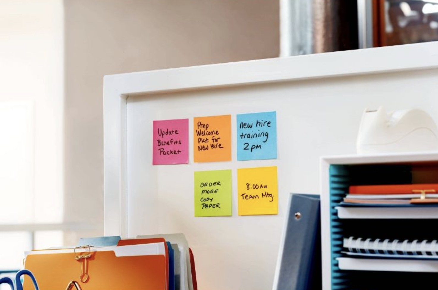post its on the wall