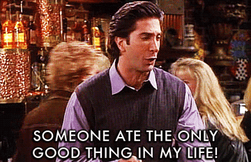 Ross from Friends saying &quot;someone ate the only good thing in my life!&quot;
