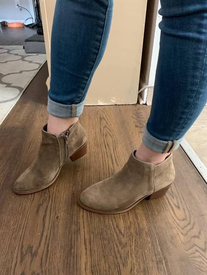 Reviewer wearing ankle boots with jeans