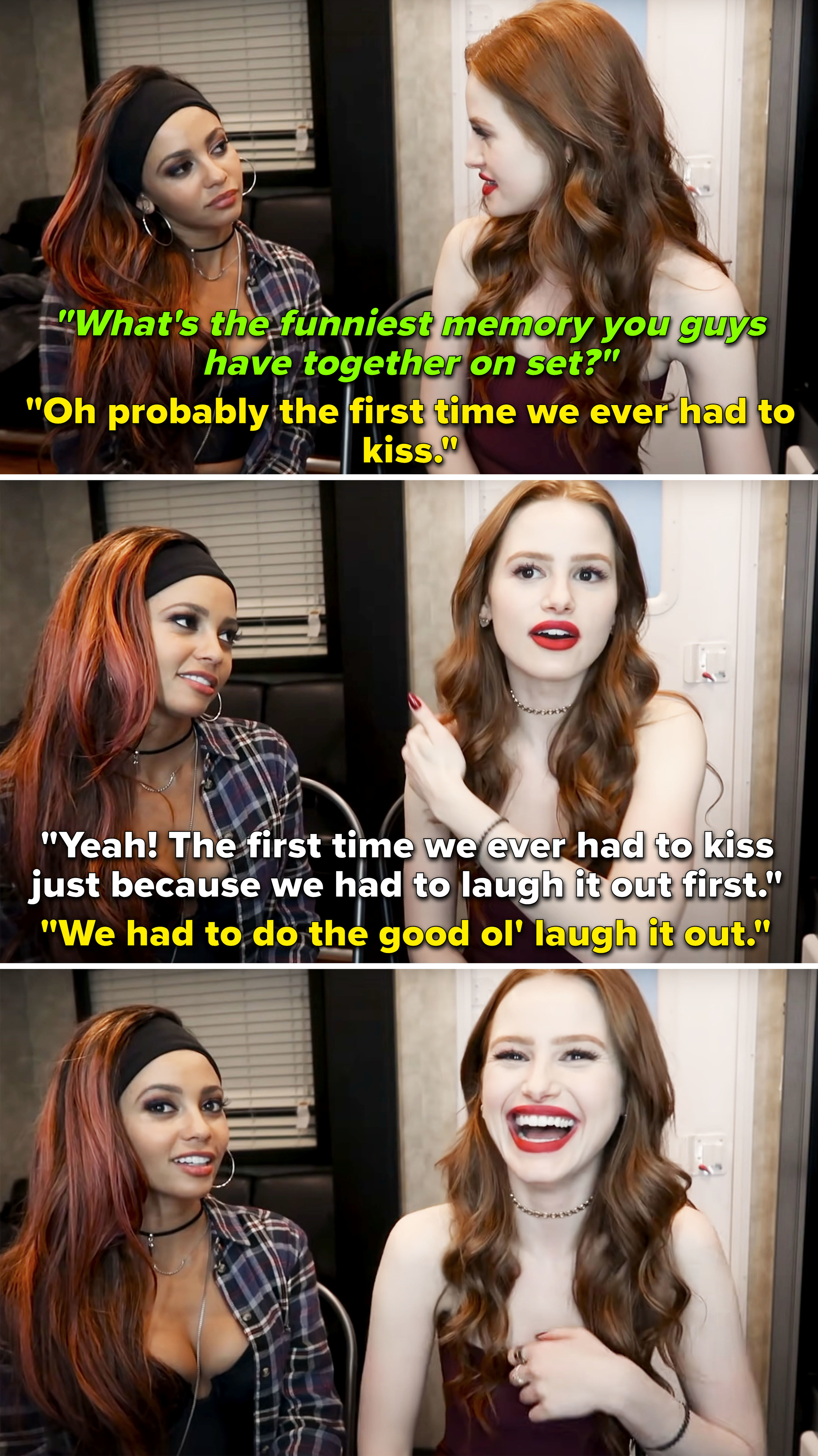 Vanessa and Madelaine talking and laughing