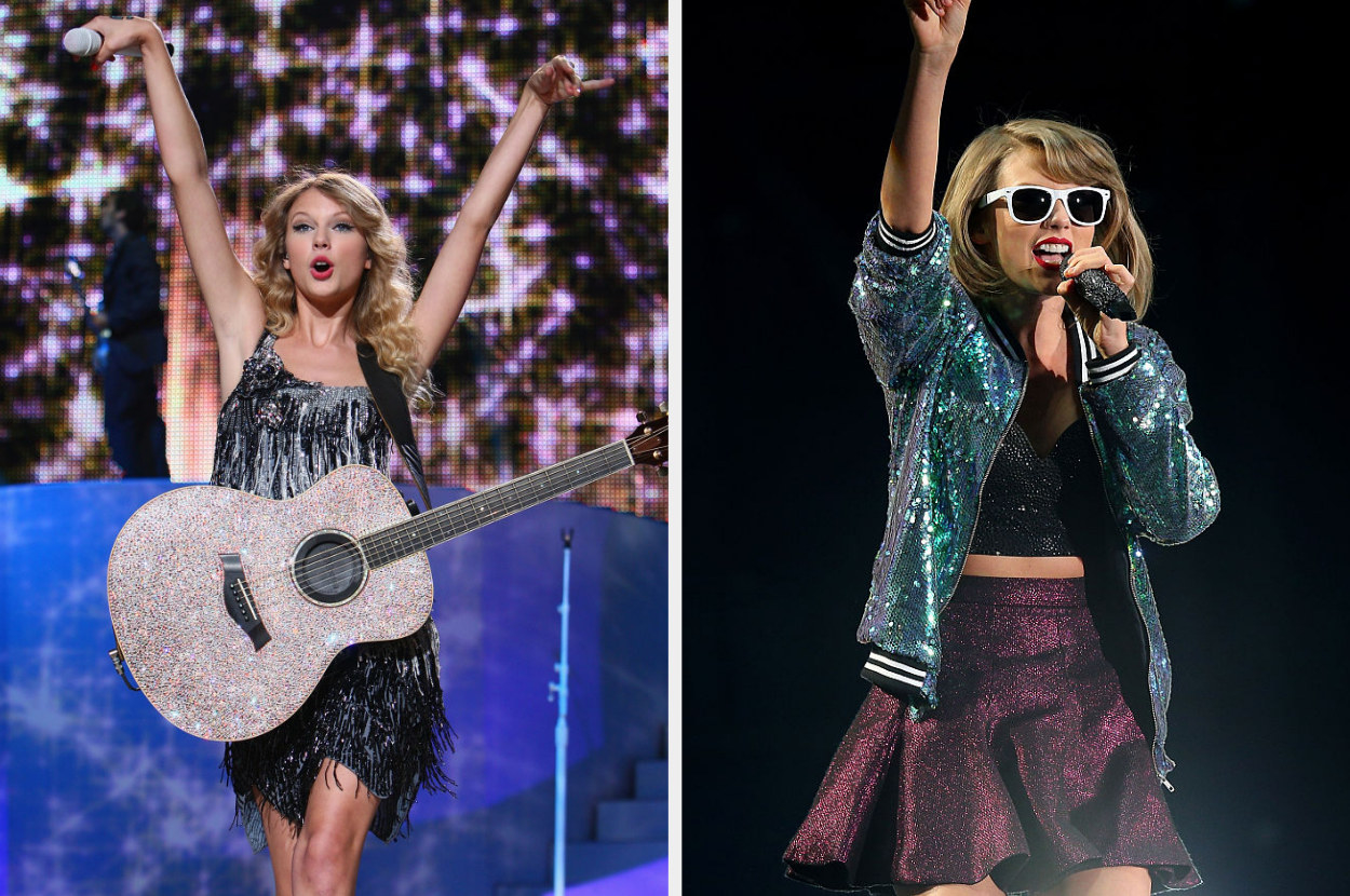 Taylor Swift performing country; Taylor Swift performing pop