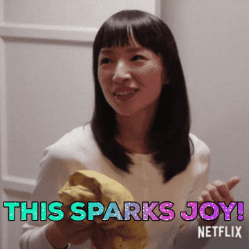 GIF of Marie Kondo with quote &quot;this sparks joy&quot;