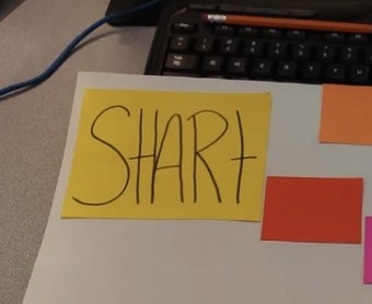 Close-up of &quot;start&quot; looking like &quot;shart&quot;