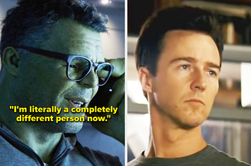 Hulk joking that he's a completely different person now vs Edward Norton as Hulk