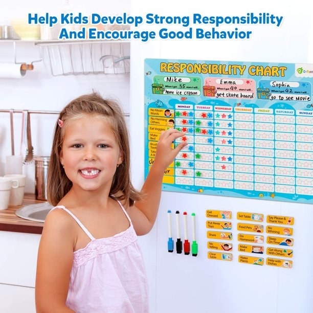 Kid using responsibility chart